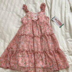 Jona Michelle Pink and White Ruffled Tiered Sundress